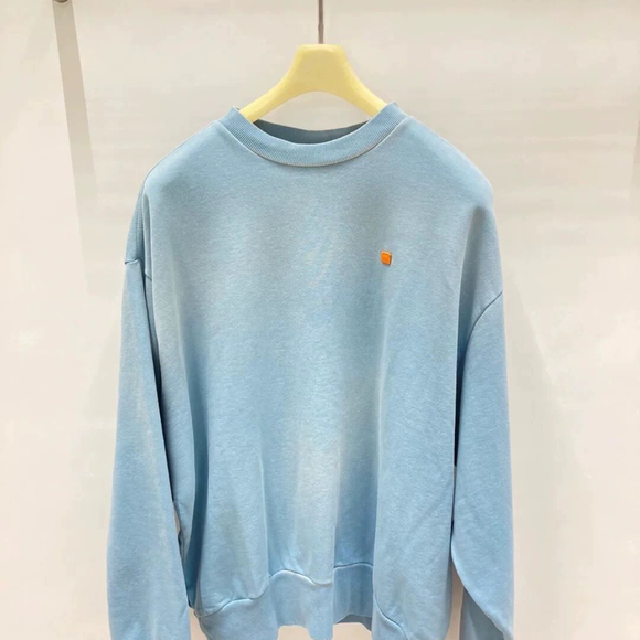 UNISEX Sky Baby Blue Sweatshirt with Smiley Face Embroidery - Picture 1 of 8